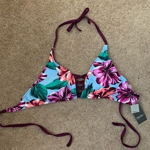 NWT Floral Halter Bikini Top